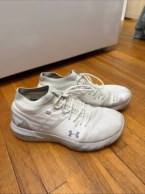 Under Armour Project Rock 2 White Knit Lace-Up Training Shoes